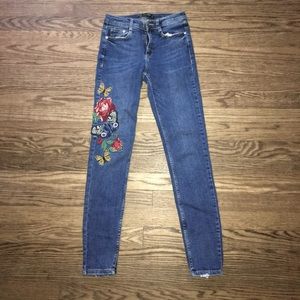 Zara Embroidered Denim Jeans